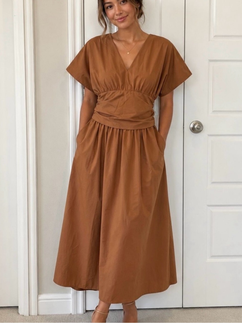 SOLD!!! Midi Dress in Caramel Brown